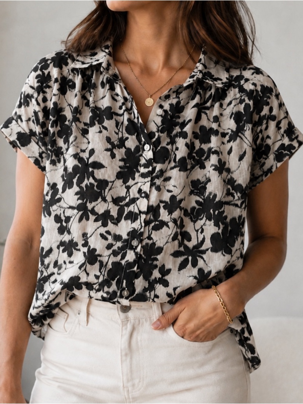 Color Block Floral Blouse